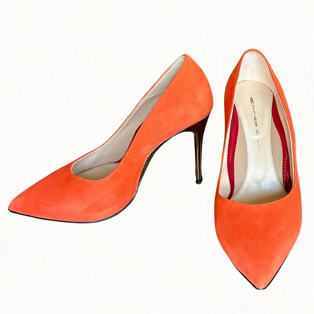 Enrico Cuini Farah Tangerine Suede‎ ALIA Pumps Size 35.5 C